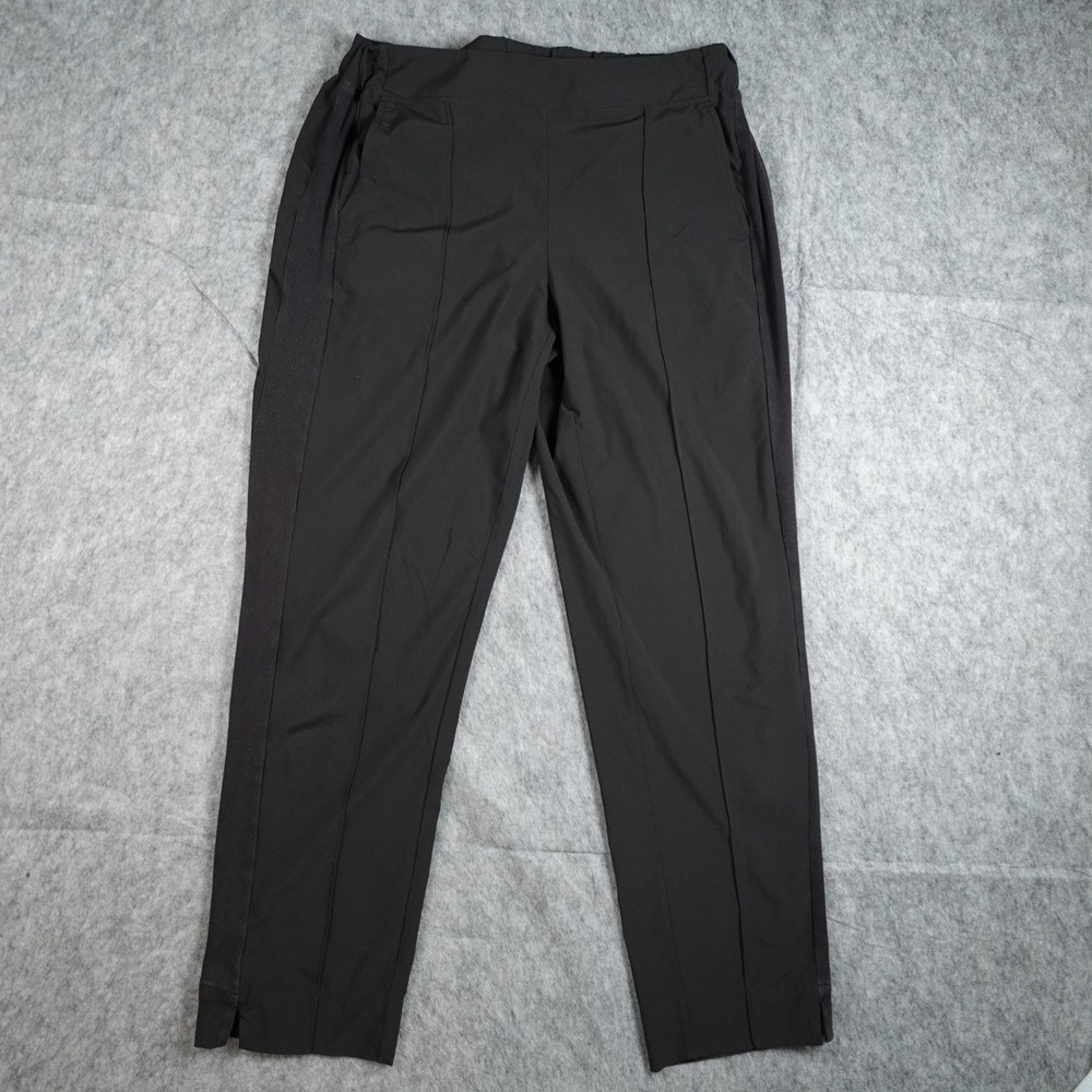 J Jill Pant Womens Small Black Fit Elastic Waist Textured Side Panel Tapered Leg